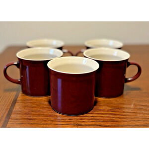 Set Of 5~Epoch Korea Burgundy Handcrafted Ceramic Coffee Mug/Cups